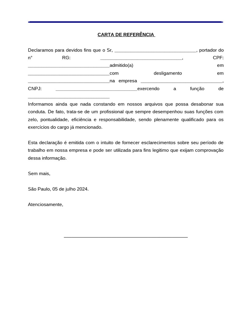 Carta de Referência Profissional | PDF