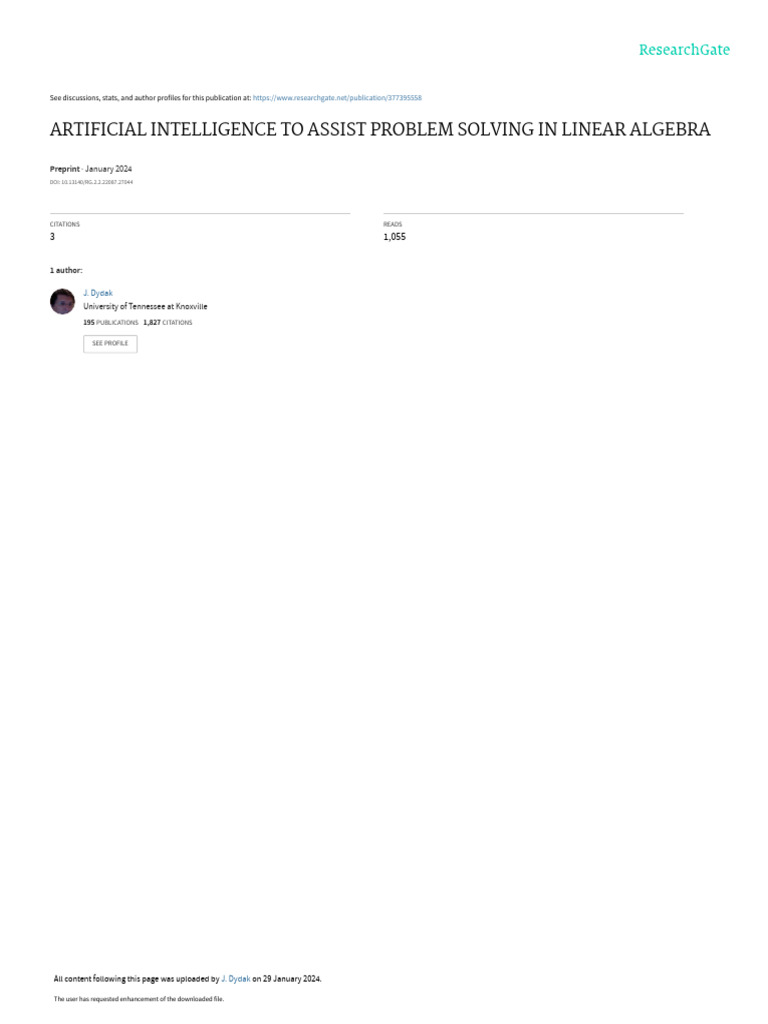 AI-Enhanced Problem Solving in Linear Algebra | PDF | Euclidean Vector ...