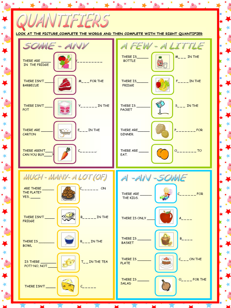 Quantifiers Practice Exercise | PDF | Cuisine | Foods