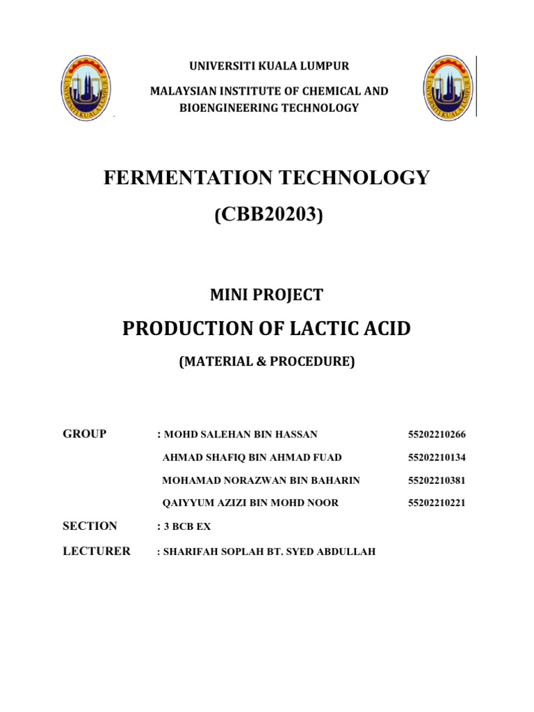 Lactic Acid Production Overview | PDF