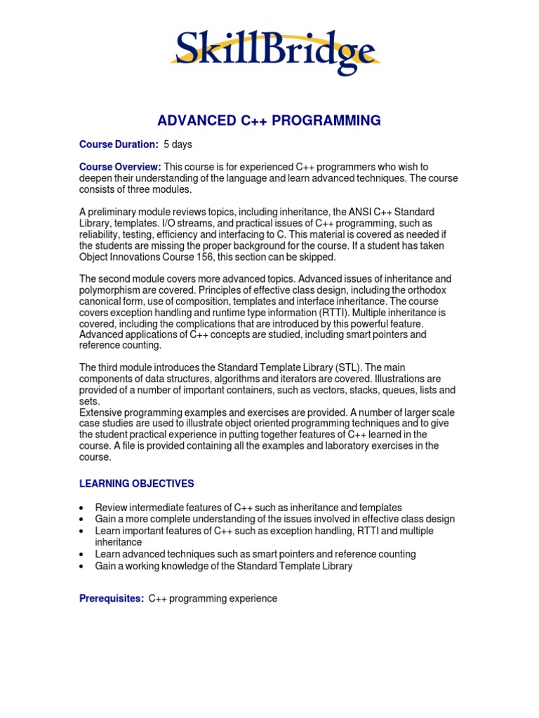 Advanced C++ Programming | PDF | C++ | Class (Computer Programming)