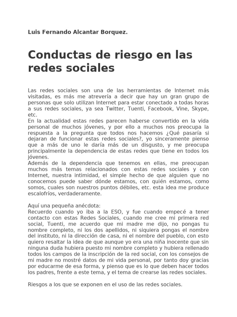 Riesgos de las Redes Sociales para Jóvenes | PDF | Acoso cibernético ...