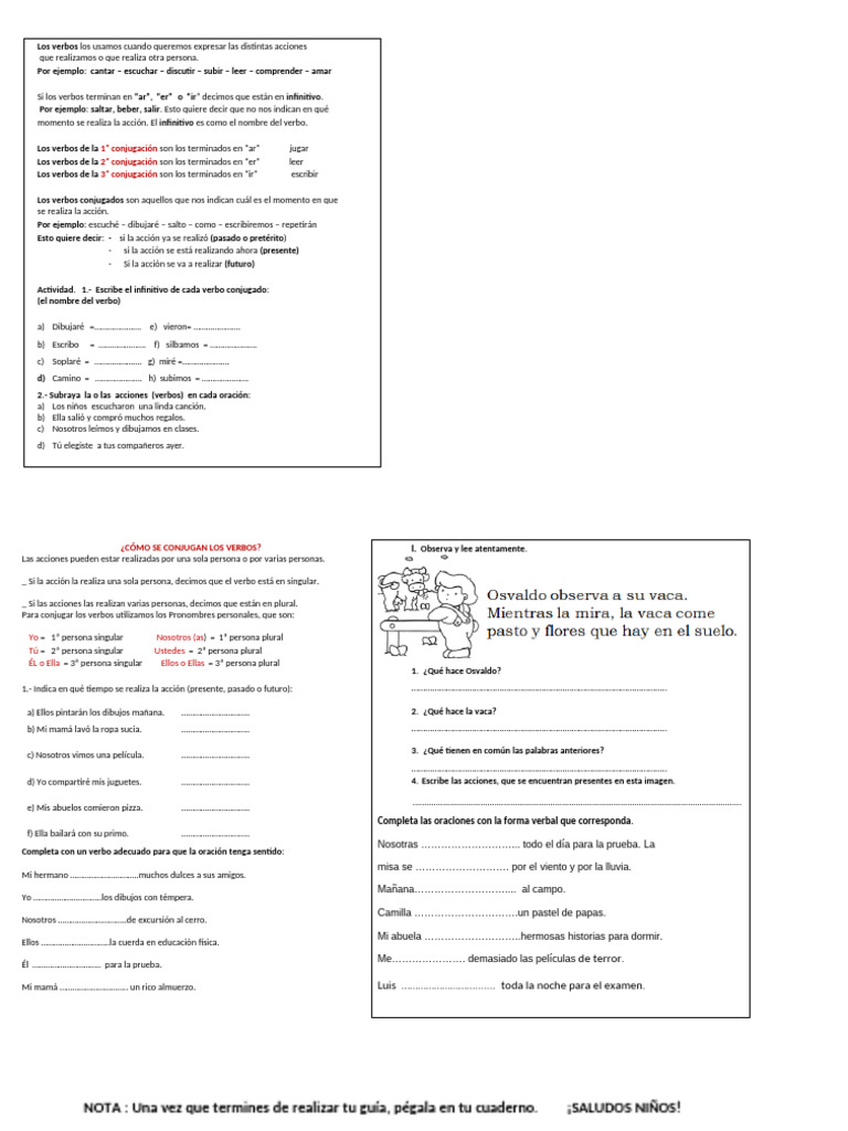 Guía de Verbos para Niños | PDF | Verbo | Plural