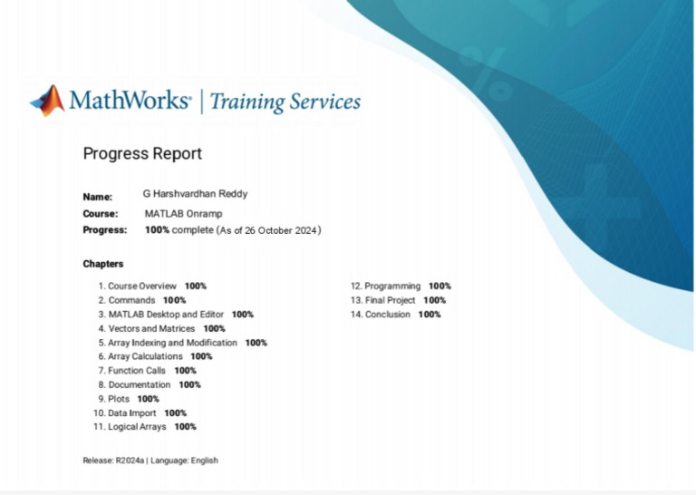 MATLAB Onramp Training Progress Report | PDF