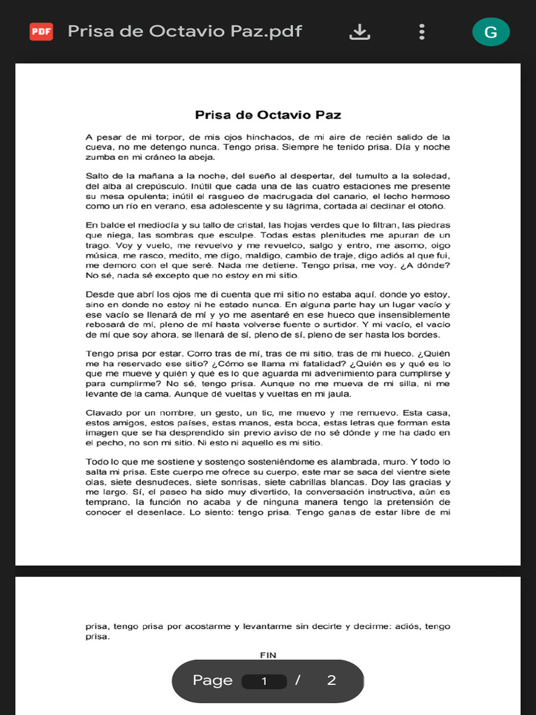 Prisa de Octavio Paz.pdf - Google Drive | PDF
