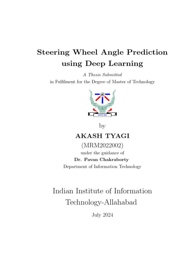 Steering Wheel Angle Prediction Thesis | PDF | Deep Learning