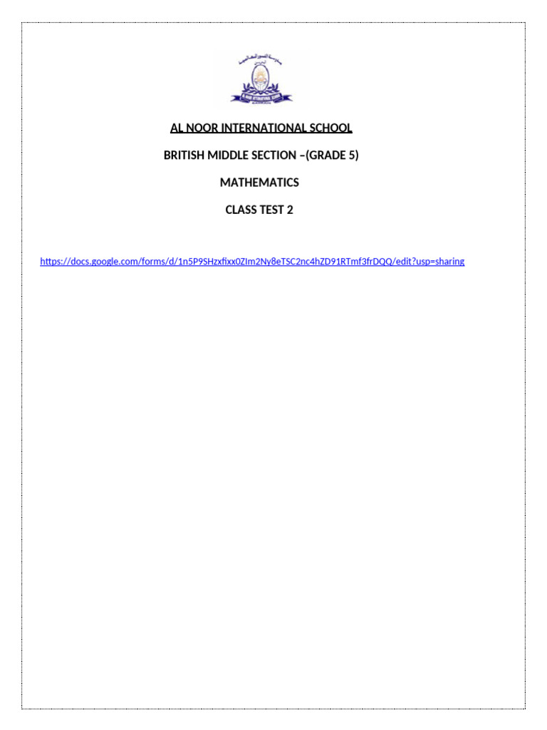 Setb class test 2 google form link pdf