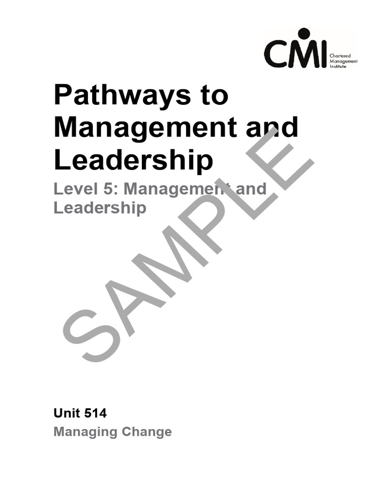 Cmi Level 5 Management and Leadership Sample Workbook Unit 514 | PDF ...