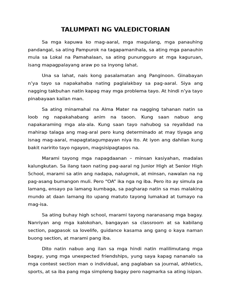 Talumpati NG Valedictoria1 | PDF