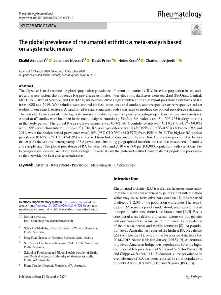 10.1007@s00296 020 04731 0 | PDF | Meta Analysis | Systematic Review
