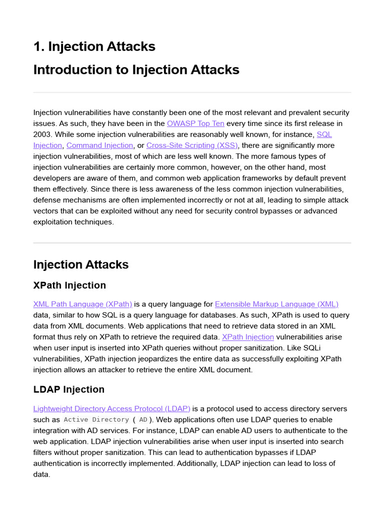 Injection Attacks - @CyberFreeCourses | PDF | X Path | Xml