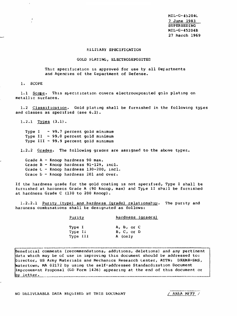 Gold Plating MIL-G-45204C | PDF