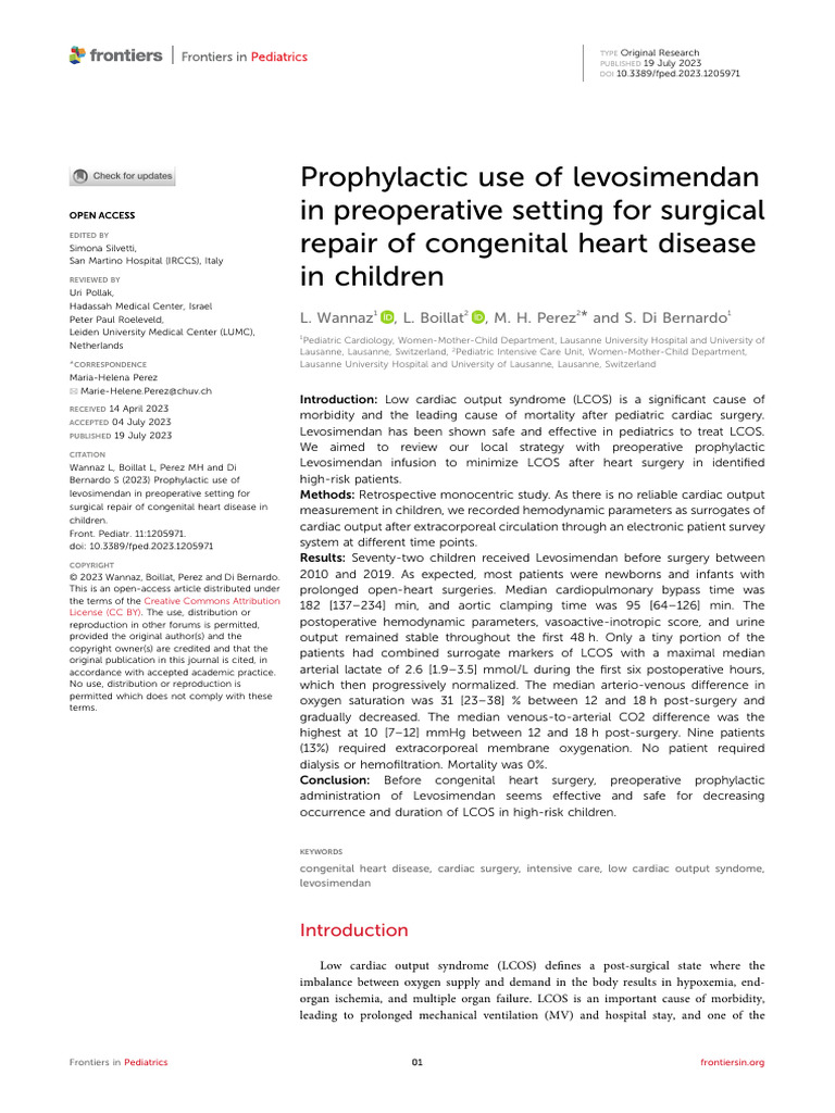Prophylactic use of levosimendan in preoperative setting for surgical ...