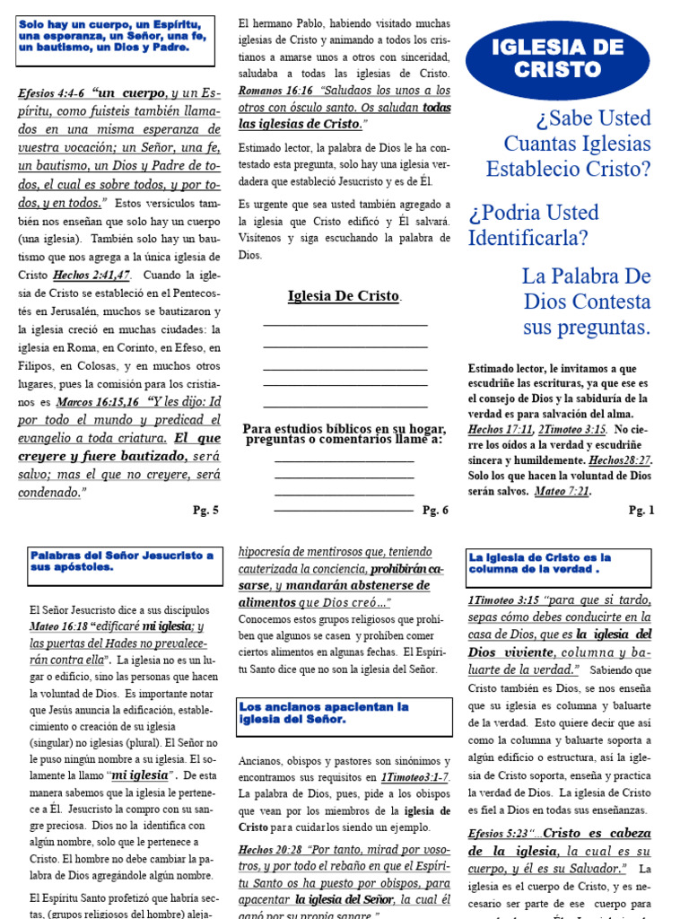 La Única Iglesia de Cristo: Verdades Bíblicas | PDF | Cristo (título ...