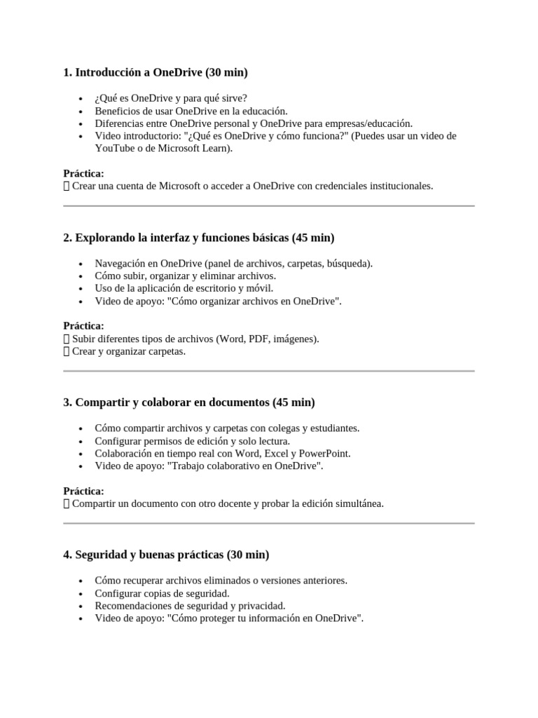 Capacitación en OneDrive para Docentes | PDF | Archivo de computadora ...