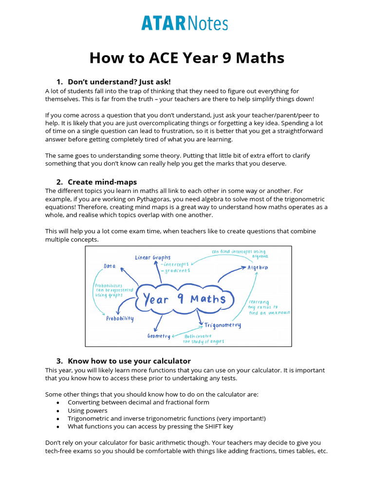 Ace Year 9 Maths: Top Study Tips | PDF | Mathematics | Calculator