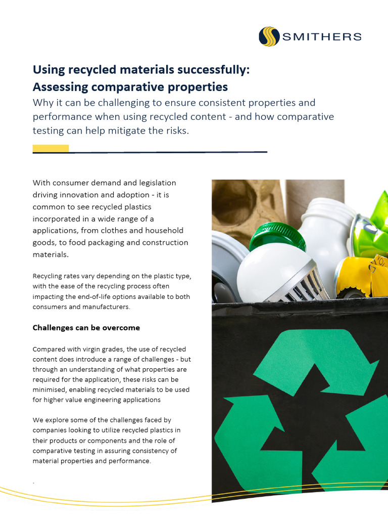 Smithers Recycled Materials Comparative Properties | PDF | Recycling ...