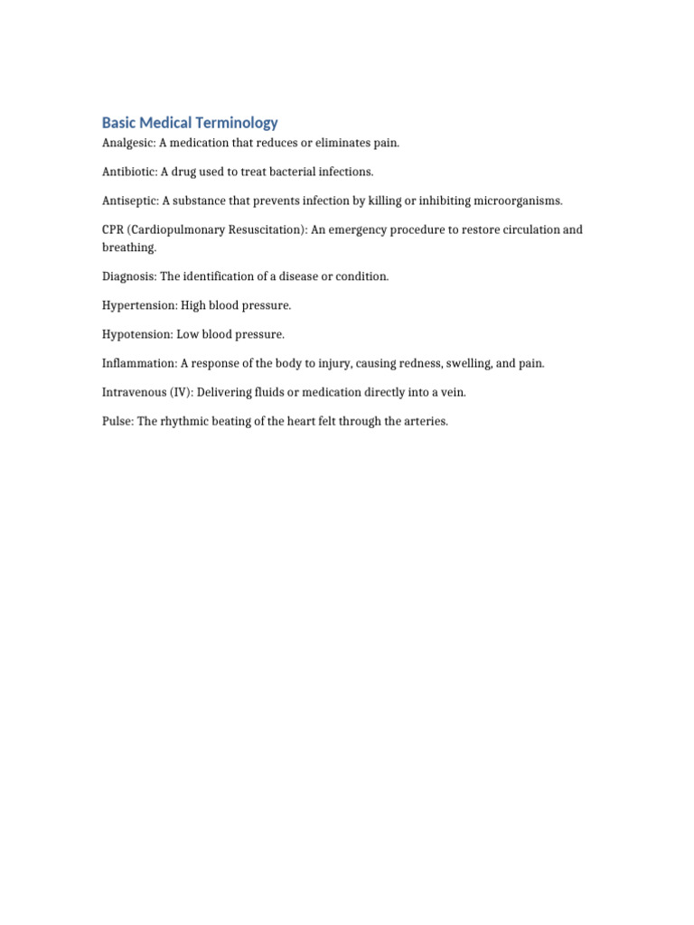 Basic Medical Terminology | PDF