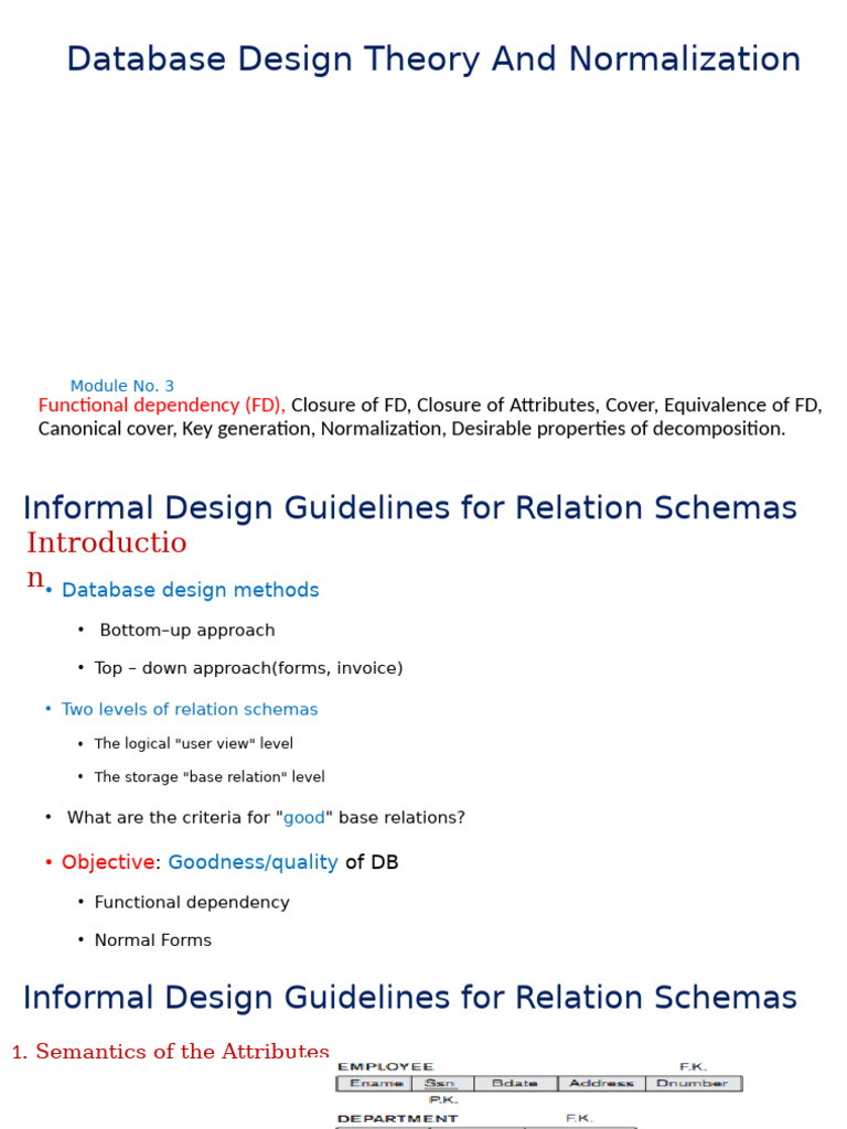 Database Design: Functional Dependencies & Normalization | PDF | Data ...