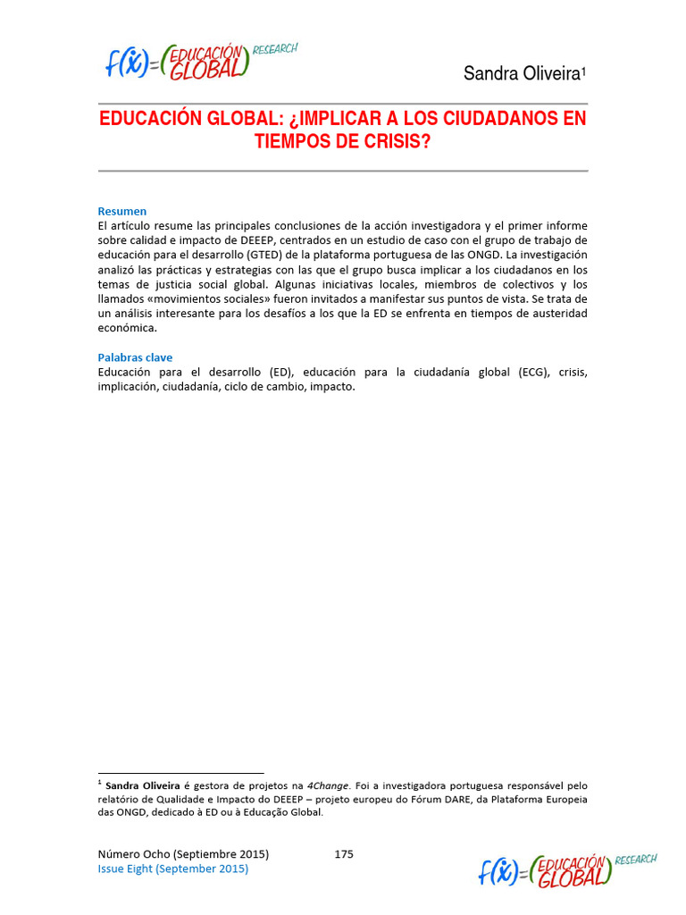 Educación Global en Tiempos de Crisis | PDF | Organización no ...