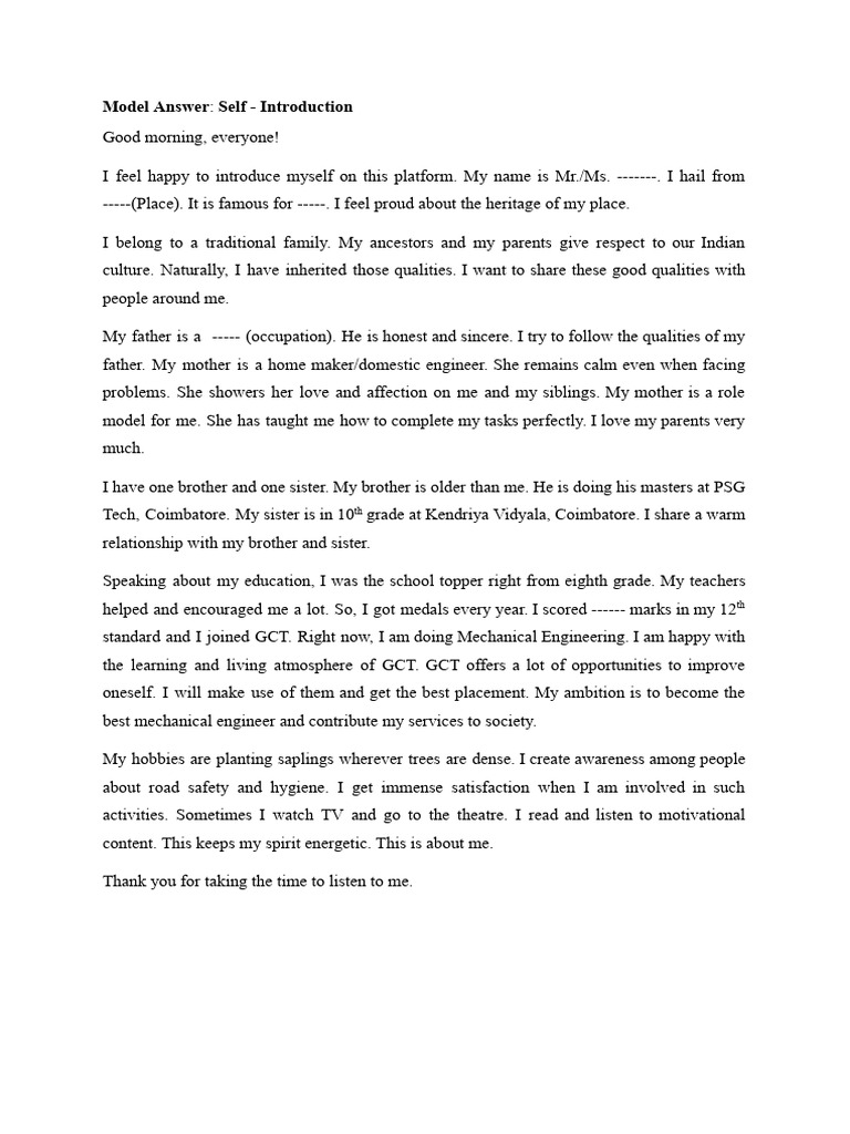 Personal Introduction and Background | PDF
