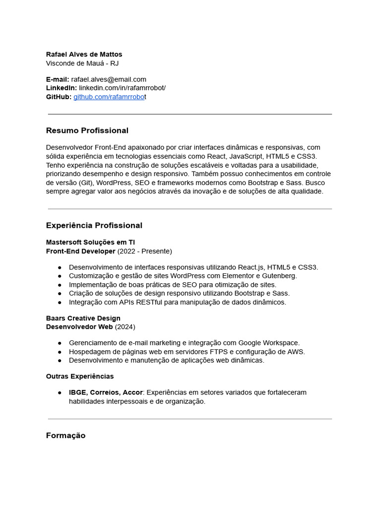 Desenvolvedor Front-End com SEO e React | PDF | Script Java ...