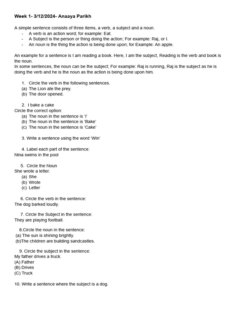 Understanding Sentence Structure Basics | PDF