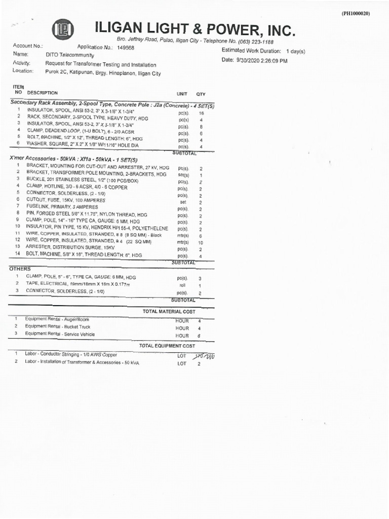 2-2. PH1000020 - Min - Bom | PDF