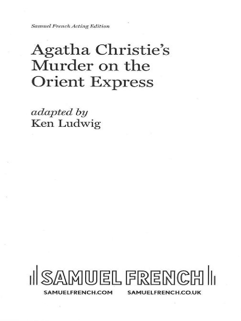 Murder On The Orient Express Ken Ludwig Theatre Version | PDF