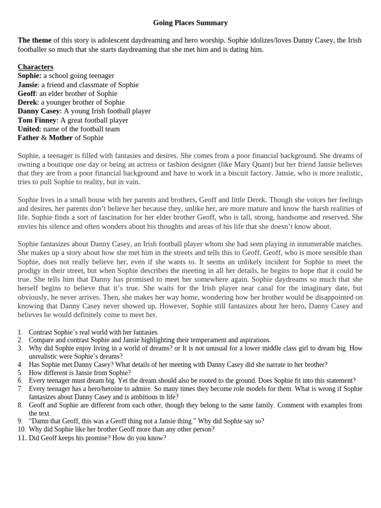 Going Places Summary | PDF