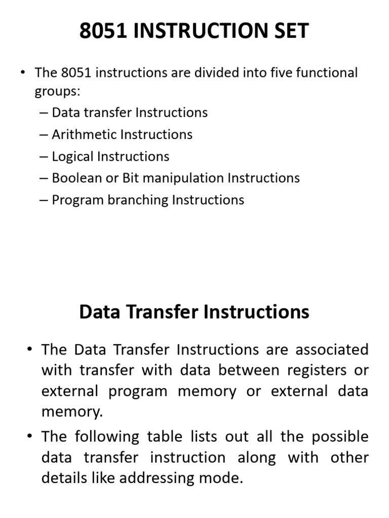 8051 INSTRUCTION SET1 | PDF