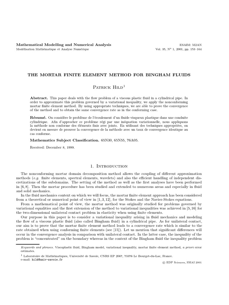 Mortar Method for Bingham Fluids Flow | PDF | Finite Element Method ...