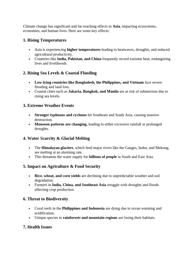 Impact of Climate Change in Asia | PDF