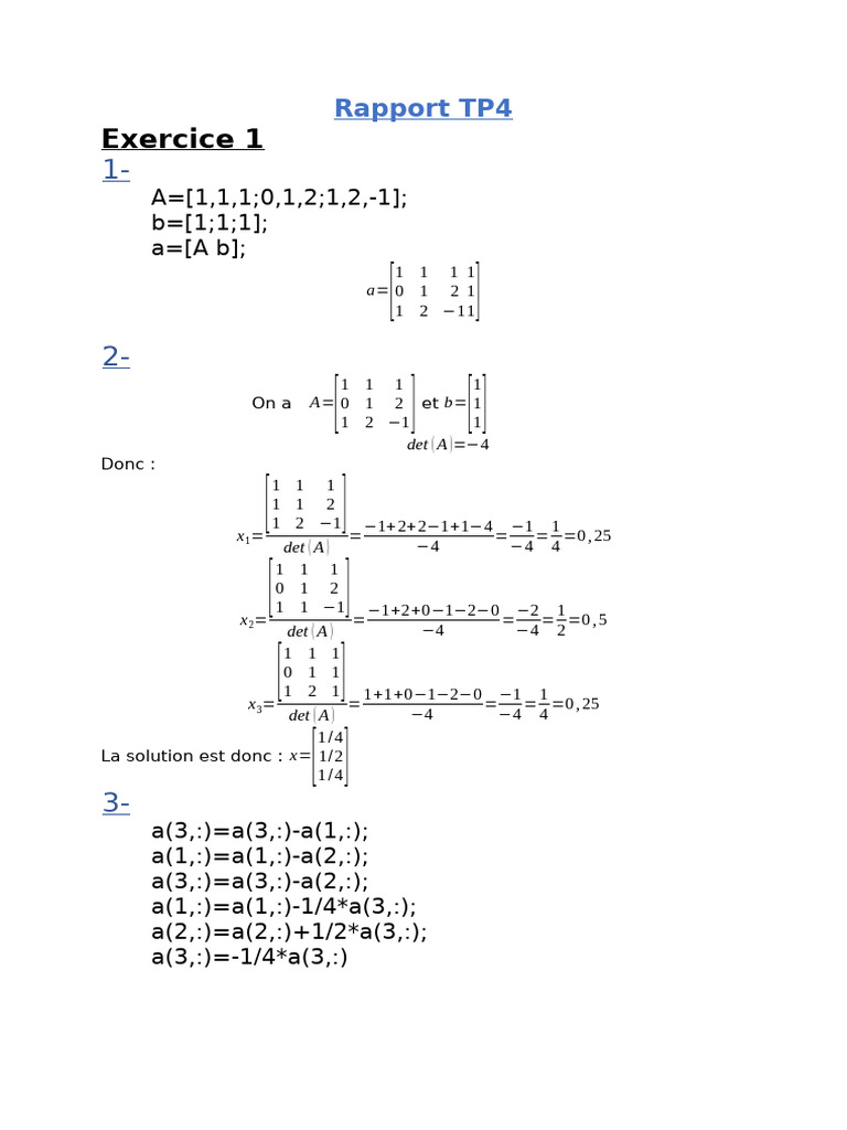 Rapport sur les Matrices et Déterminants | PDF | Théories de matrice ...