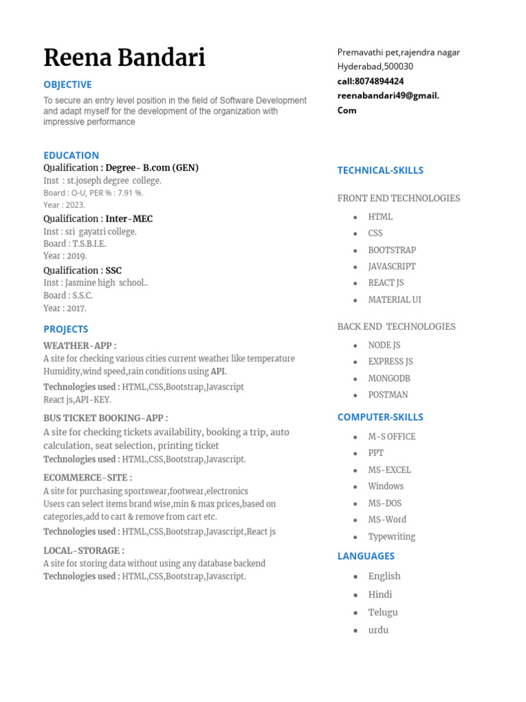 Resume | PDF | Java Script | Bootstrap (Front End Framework)