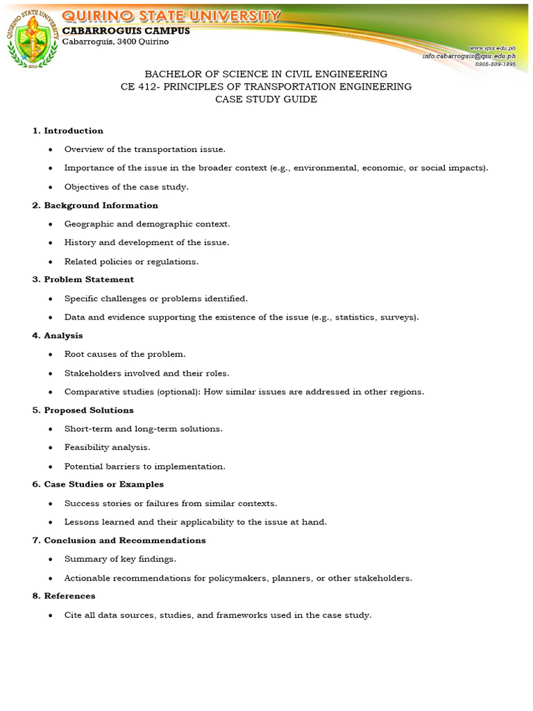 Transportation Engineering Case Study Guide | PDF