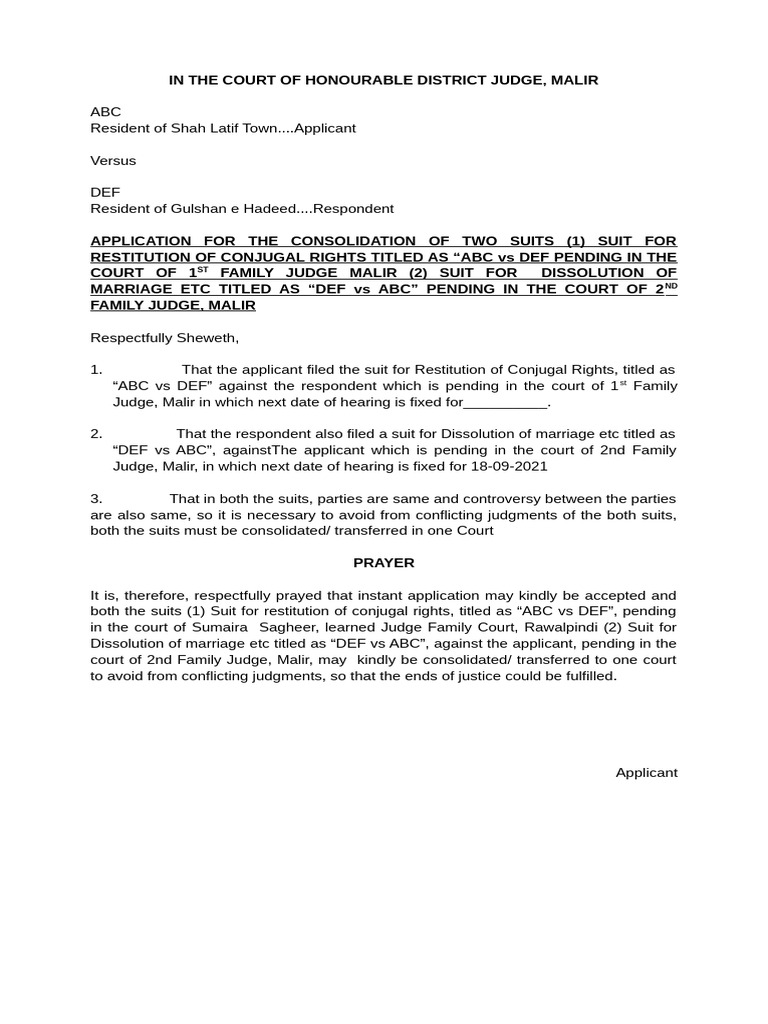 Consolidation of Suits | PDF