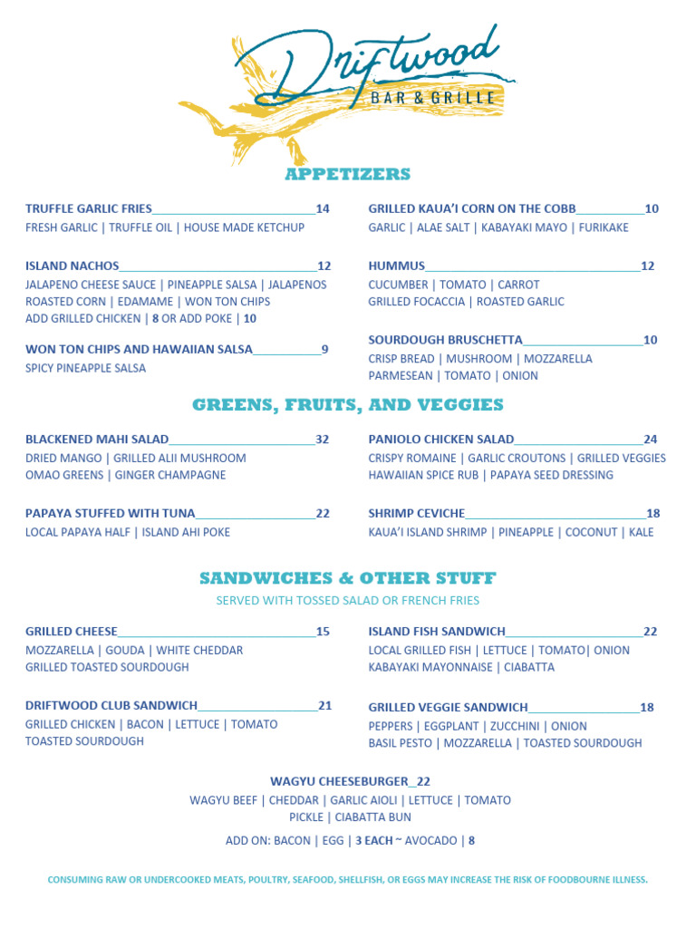 driftwood-menu-2024 | PDF | French Fries | Salad