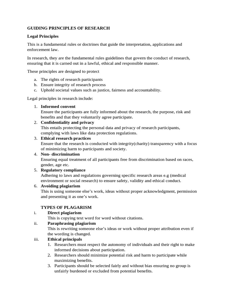 Ethical Principles in Research Conduct | PDF | Plagiarism | Justice