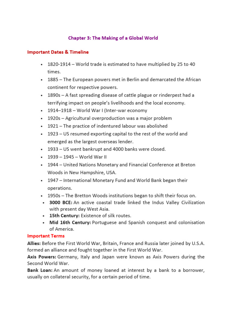 10 History Chapter 3 The Making Of A Global World Notes Pdf Great