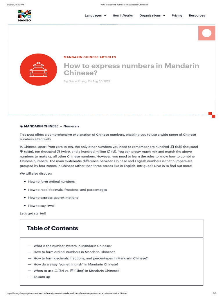 How to Say 9 in Mandarin Chinese | PDF | Linguistics | Numbers