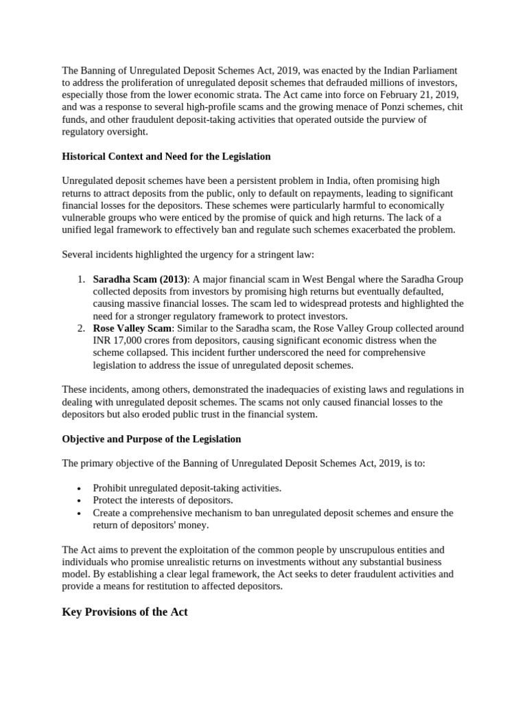 Banning Unregulated Deposit Schemes Act 2019 | PDF | Regulatory ...