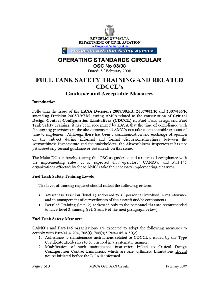 OSC 03-08 Fuel Tank Safety Training | PDF