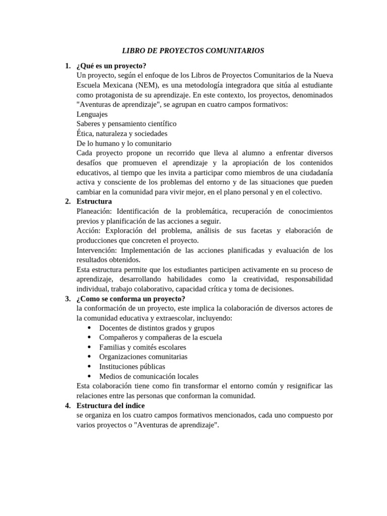 Proyectos Comunitarios en Educación NEM | PDF | Las emociones | Enseñando