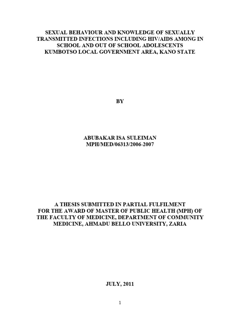 Sexual Behaviour and Knowledge of Sexual | PDF | Sexually Transmitted ...