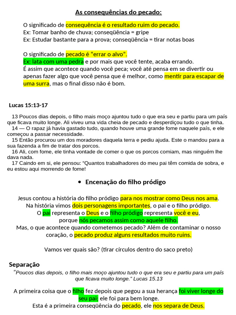 Consequências do Pecado e Arrependimento | PDF | Pecado | Jesus