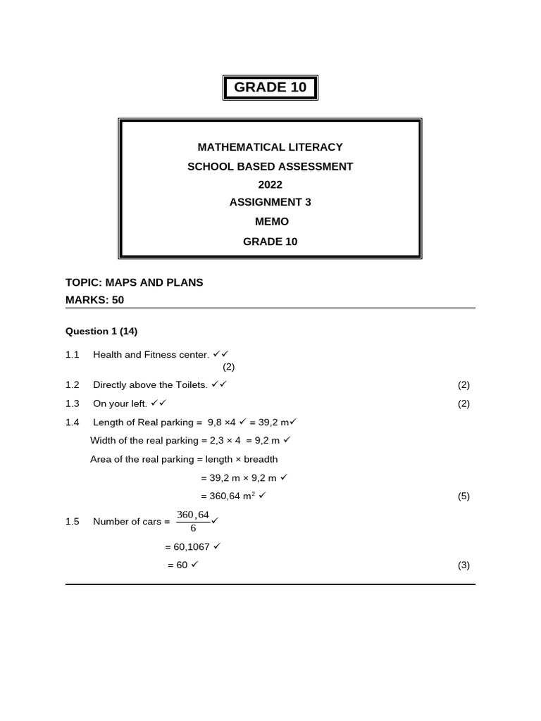 Grade 10 Maths Literacy: Maps & Plans Memo | PDF | Area | Length