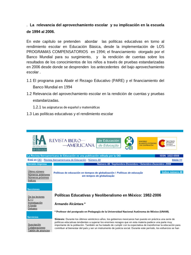 Políticas educativas en México (1994-2006) | PDF | Educación de la ...