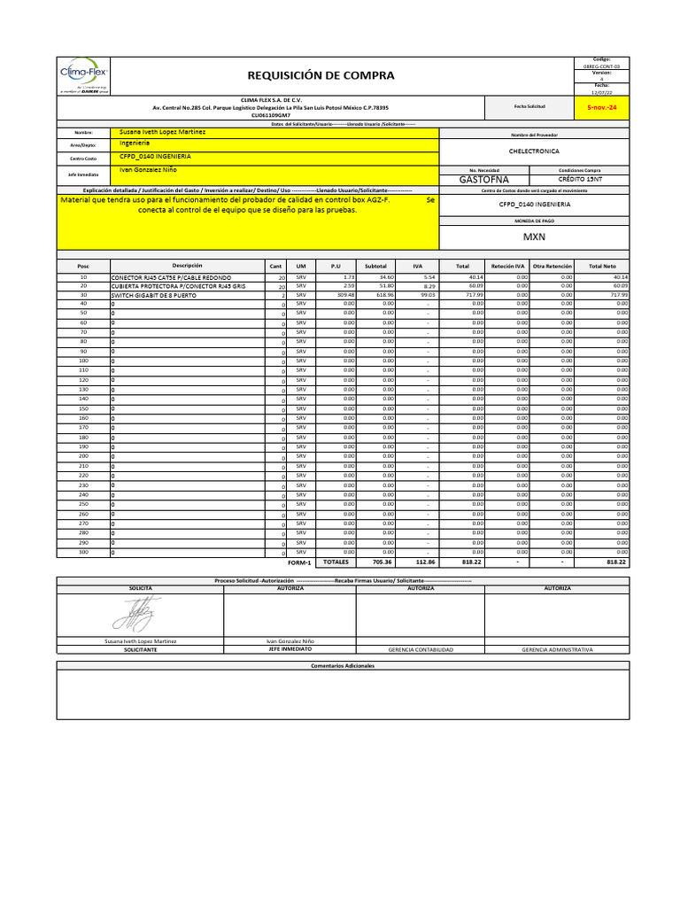 Requisición de Compra: Detalles y Totales | PDF