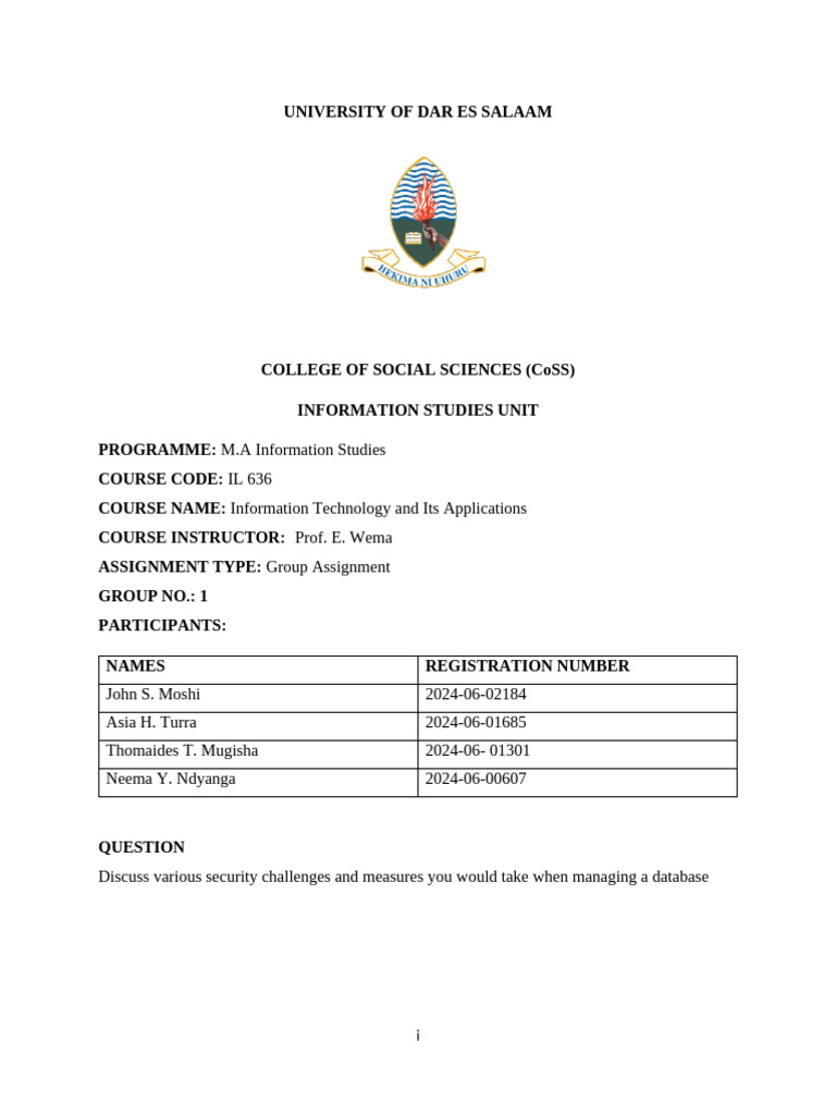 Group 636 1 Database chalenges | PDF | Denial Of Service Attack | Databases